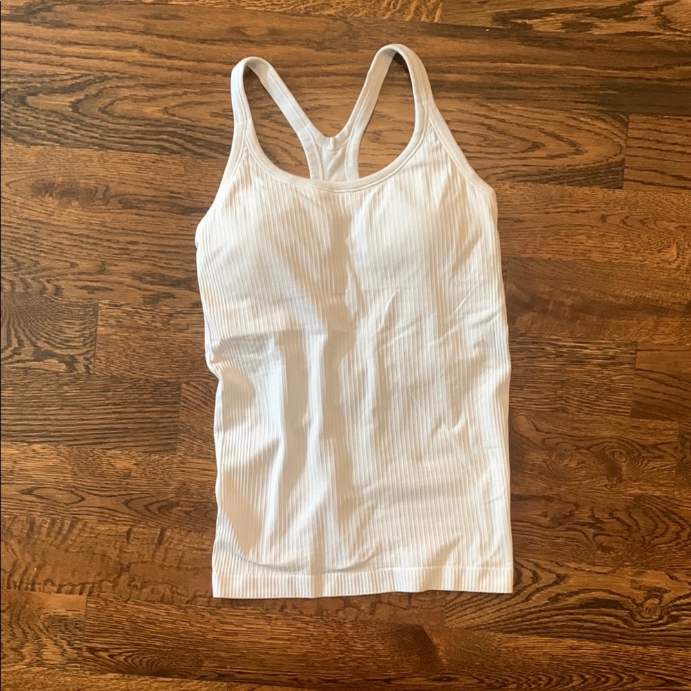 Lululemon White Ribbed Tank Top